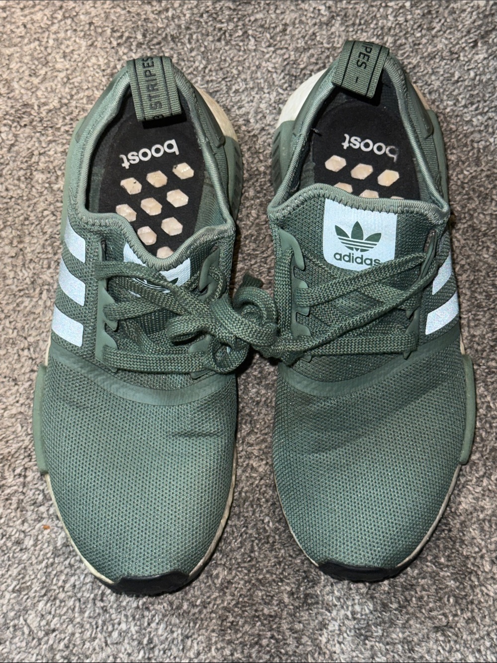 Adidas NMD R1 Trace Olive green white boost size 8 mens